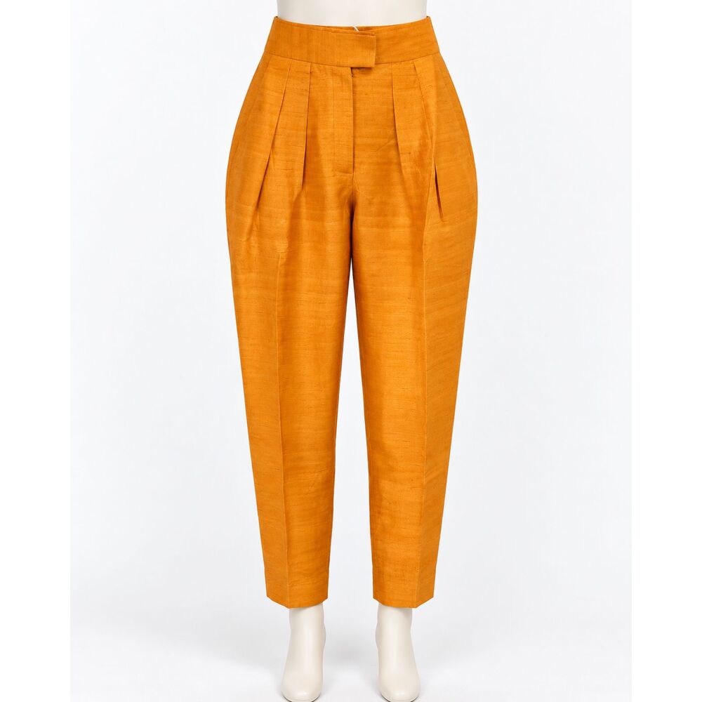 High-Waist Straight Leg Pants in Mustard Orange